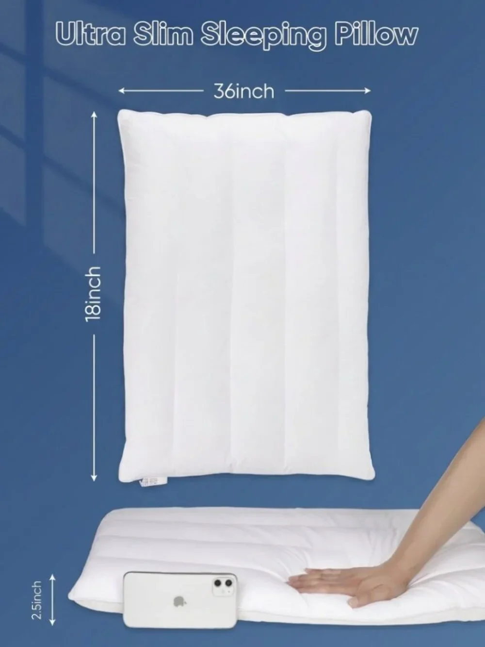 NEW: Minupwell | King Size Ultra Thin Bed Pillow for Stomach Sleepers